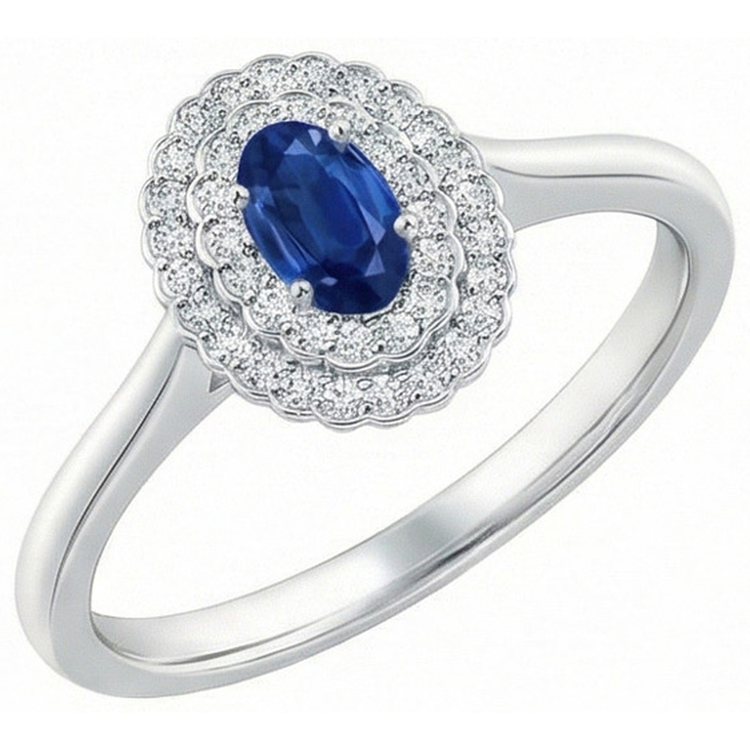 naturel oval diamant 3.25carats bague vue de face