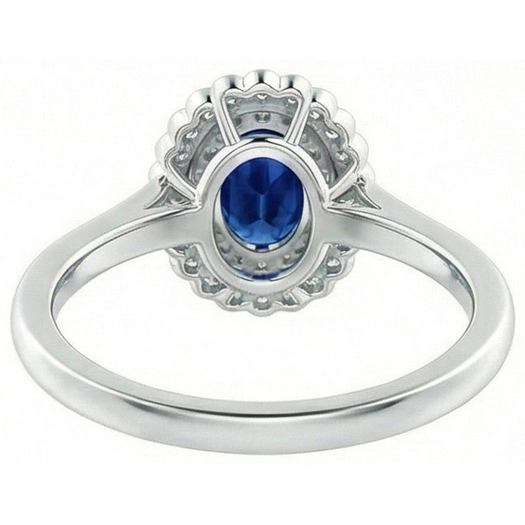 naturel oval diamant 3.25carats bague vue de profil