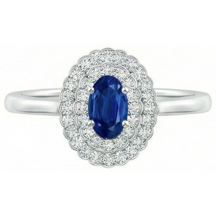 naturel oval diamant 3.25carats bague détail rapproché