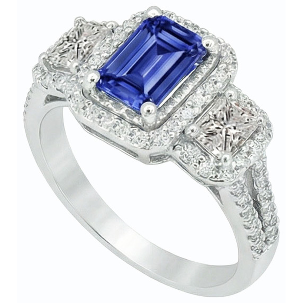 naturel round saphir 3.50carats bague angle de côté