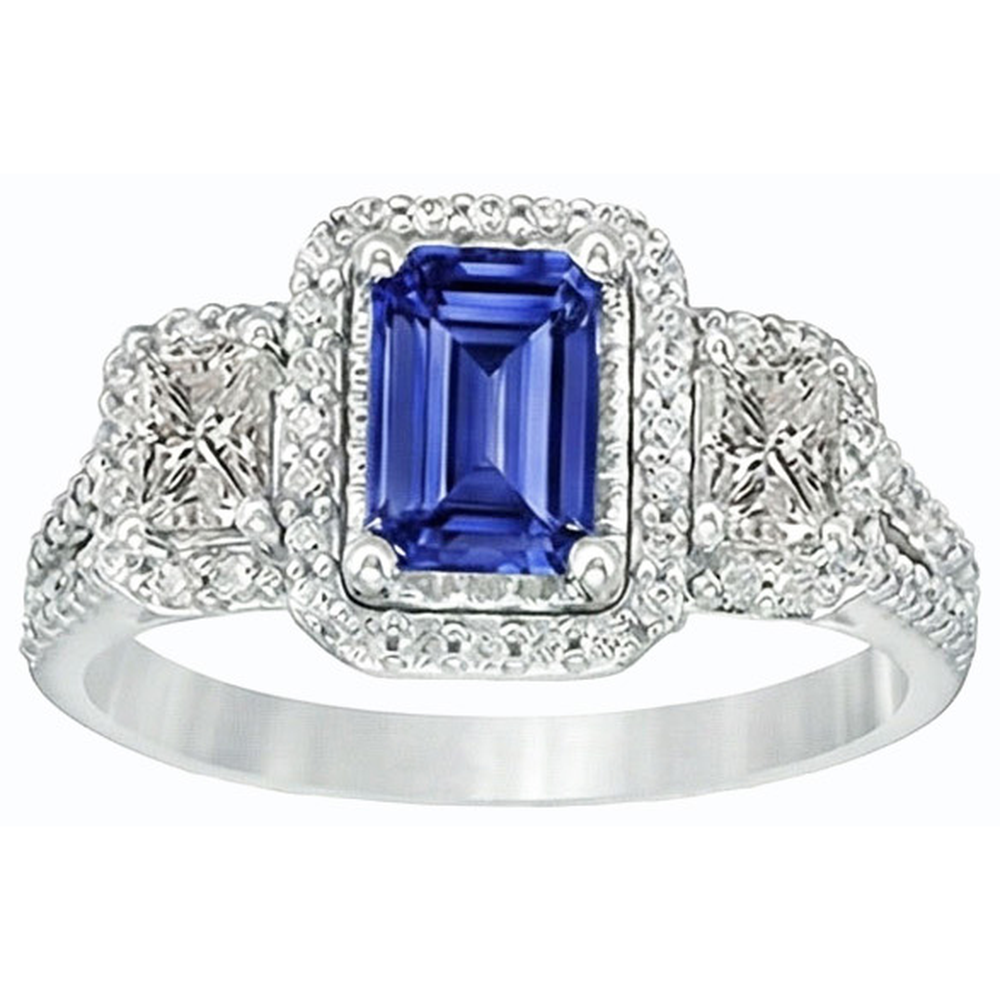 naturel round saphir 3.50carats bague vue de profil