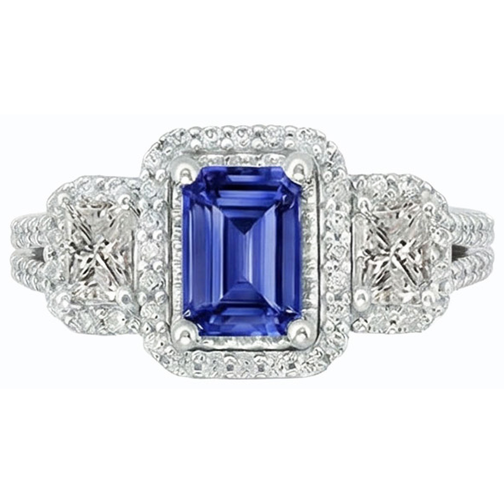 naturel round saphir 3.50carats bague sur blanc
