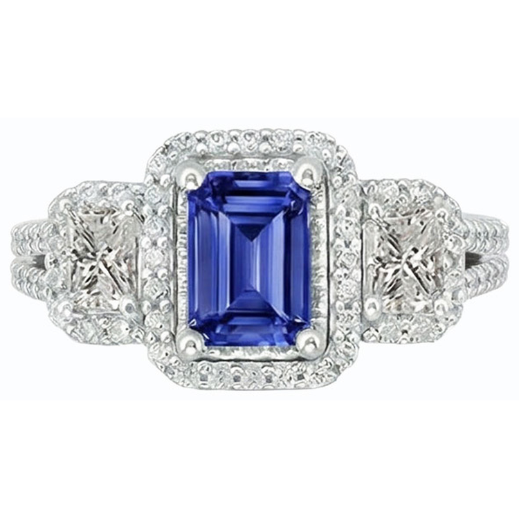 naturel round saphir 3.50carats bague sur blanc