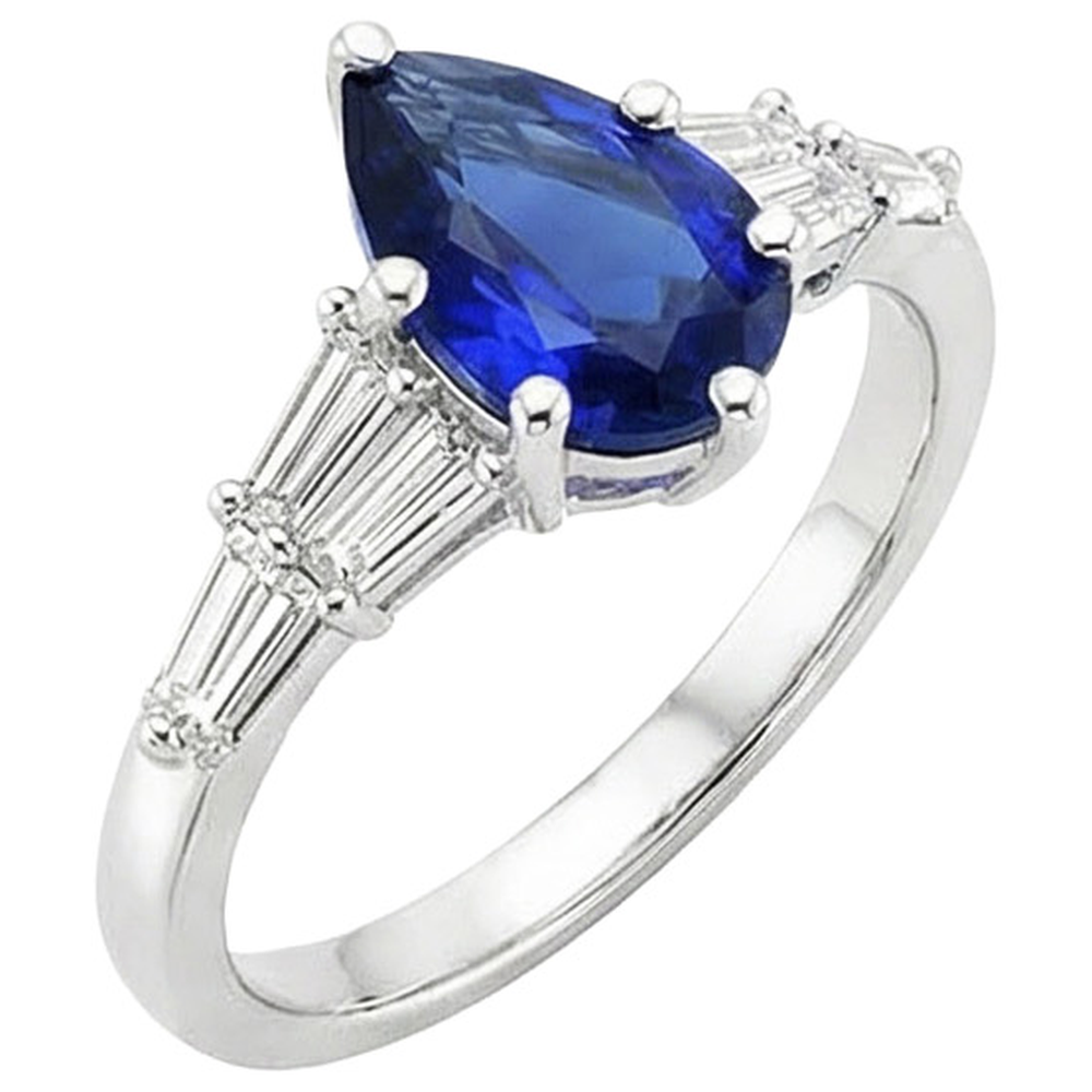 naturel baguette diamant 4carats bague vue de dessus
