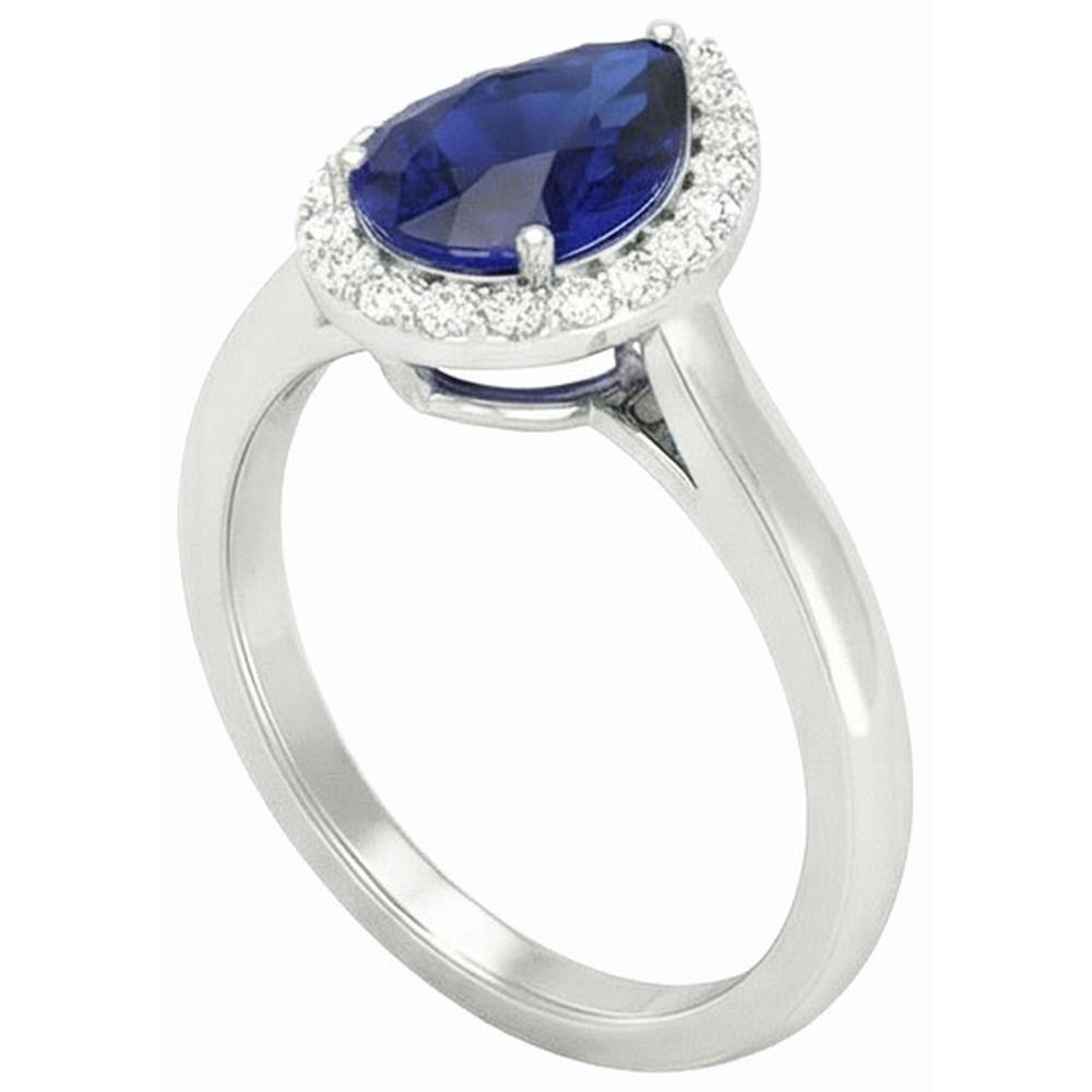 naturel pear diamant 3carats bague vue de profil