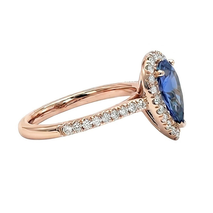 naturel pear diamant 3carats bague détail rapproché