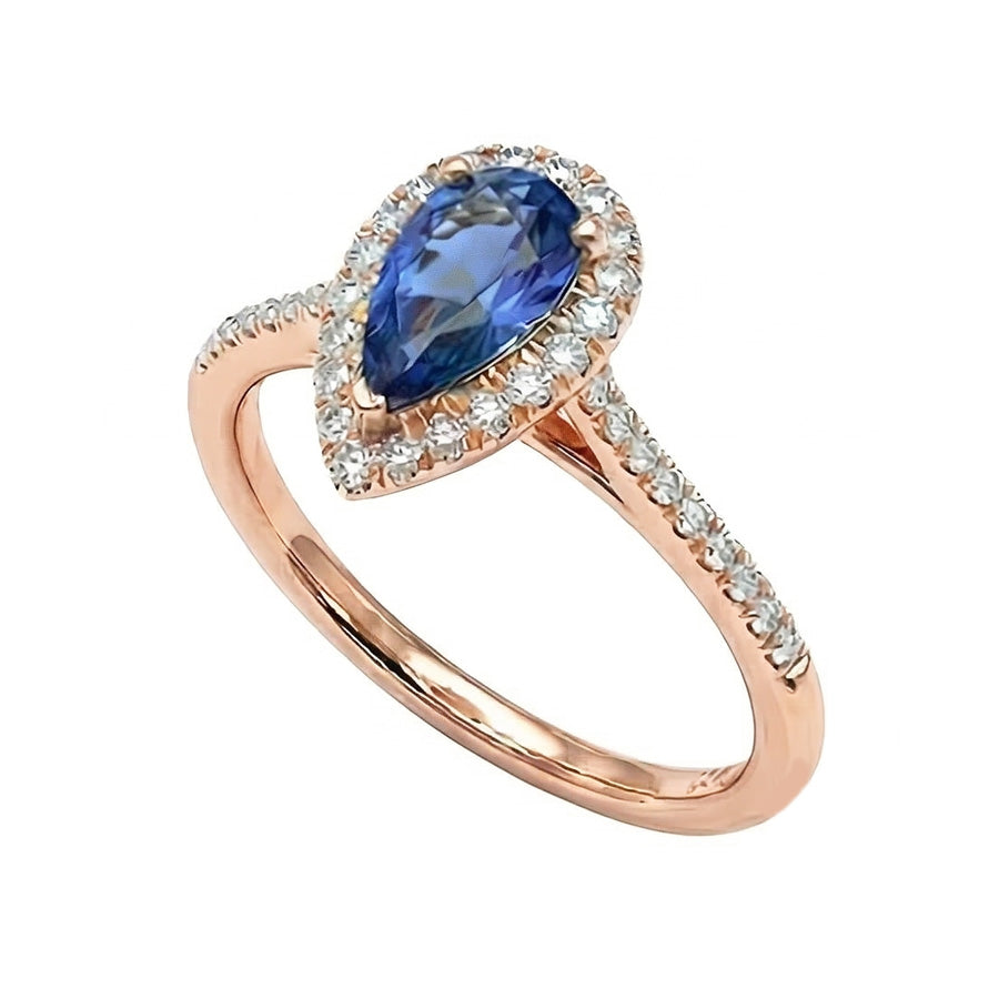 naturel pear diamant 3carats bague vue de dessus
