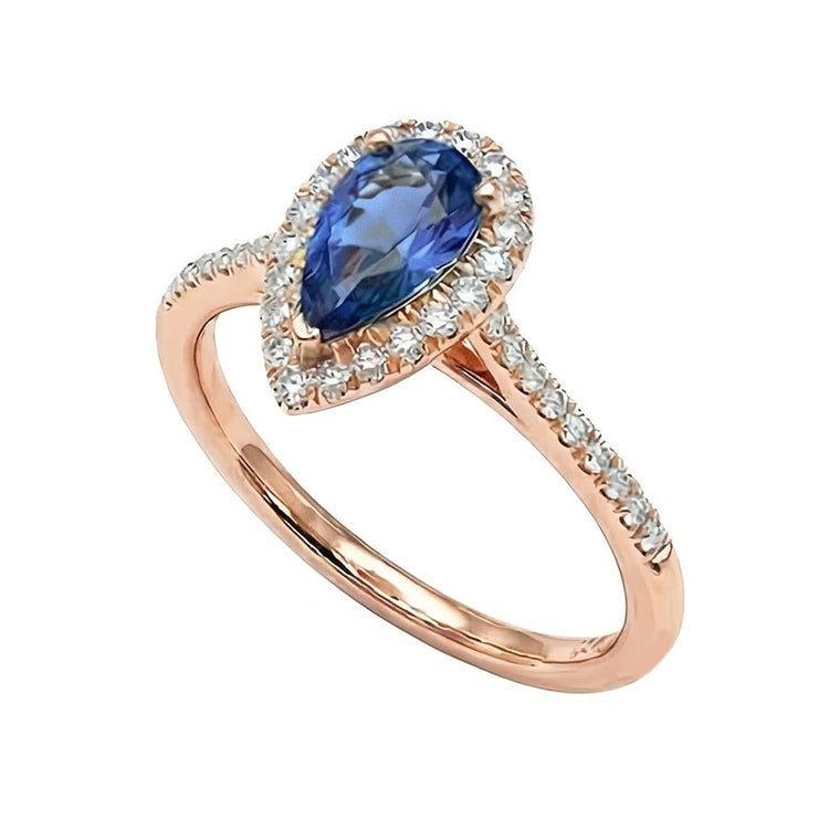 naturel pear diamant 3carats bague vue de dessus