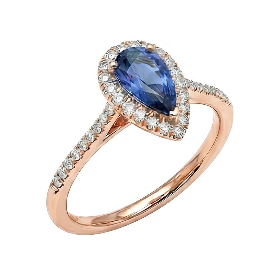 naturel pear diamant 3carats bague vue de profil