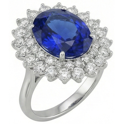 Bague Saphir Bleu Or 14K Diamant
