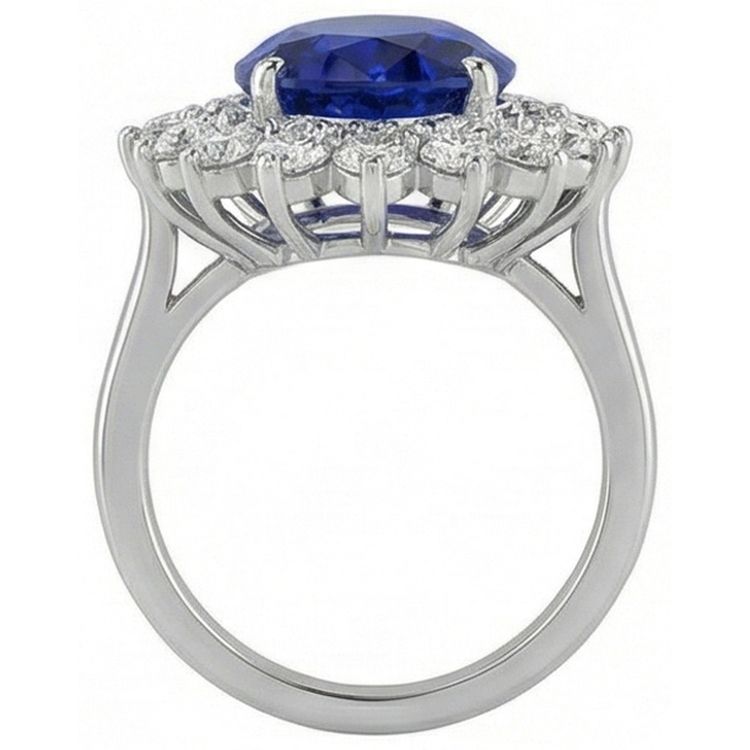 Bague Saphir Bleu Or 14K Diamant