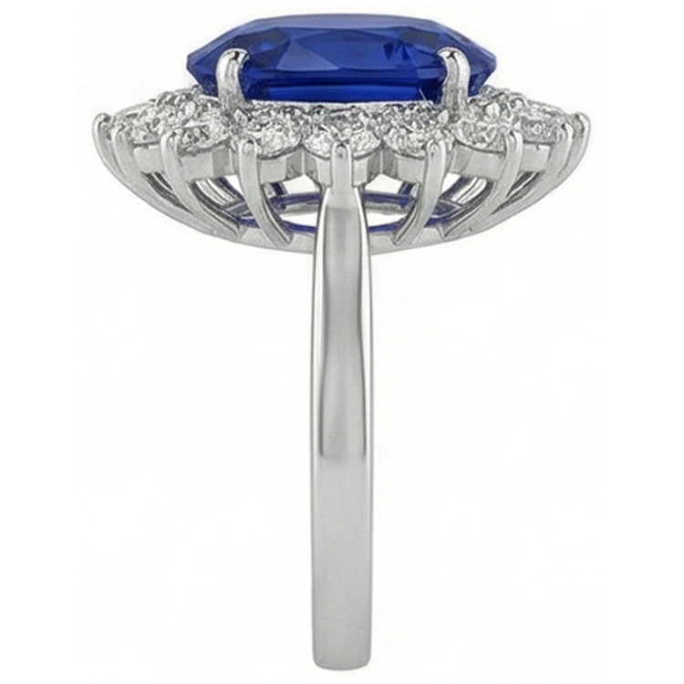 Bague Saphir Bleu Or 14K Diamant