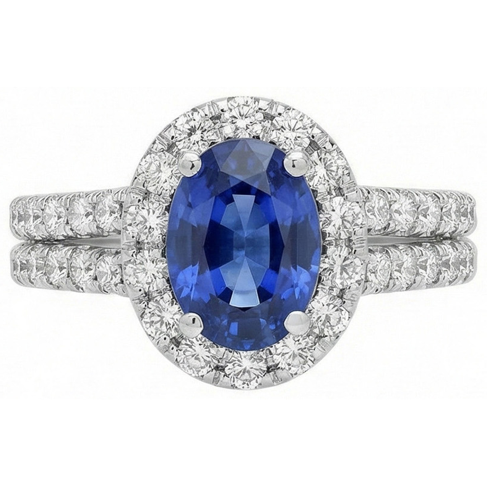 naturel oval diamant 3carats bague vue de face