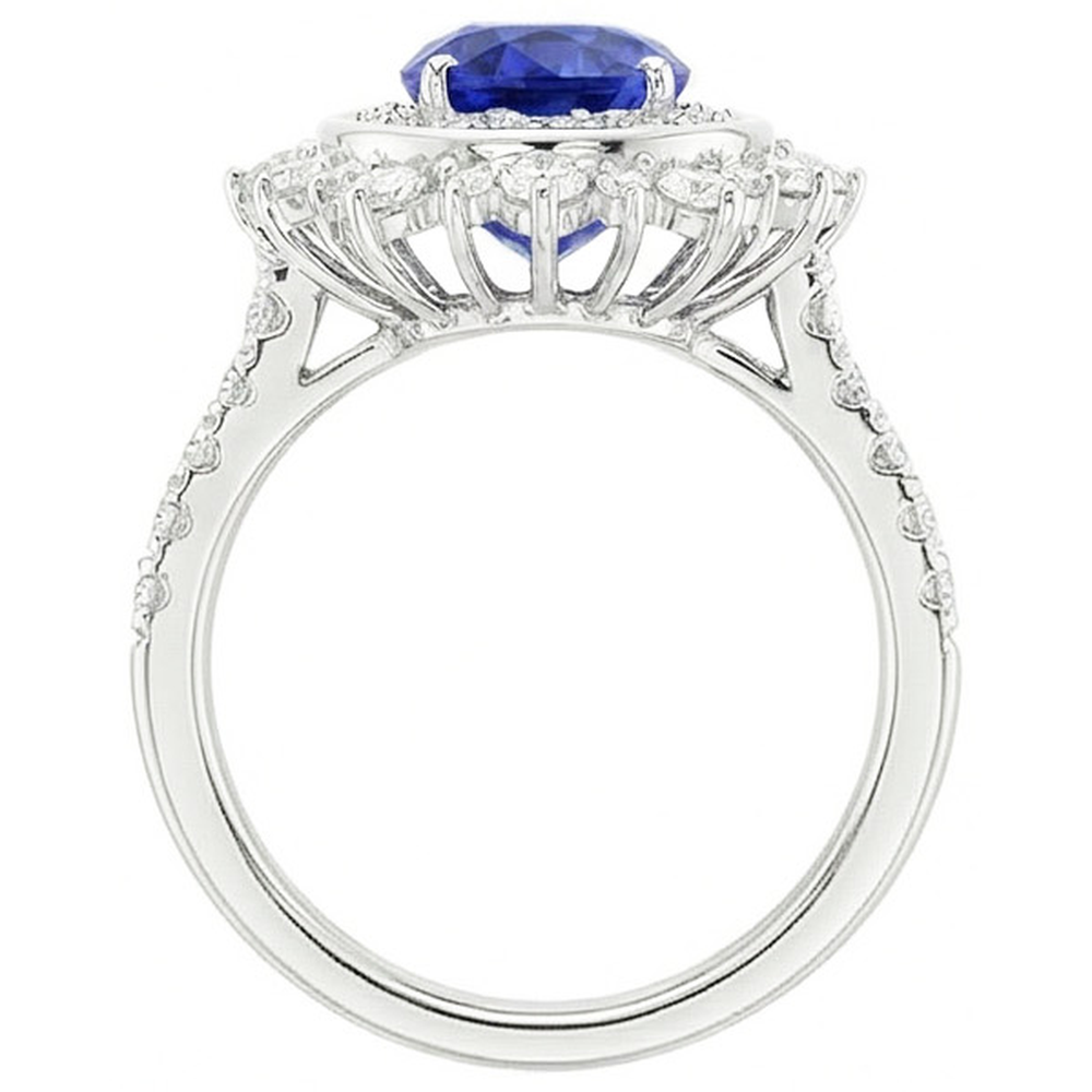 naturel oval saphir 4carats bague sur blanc