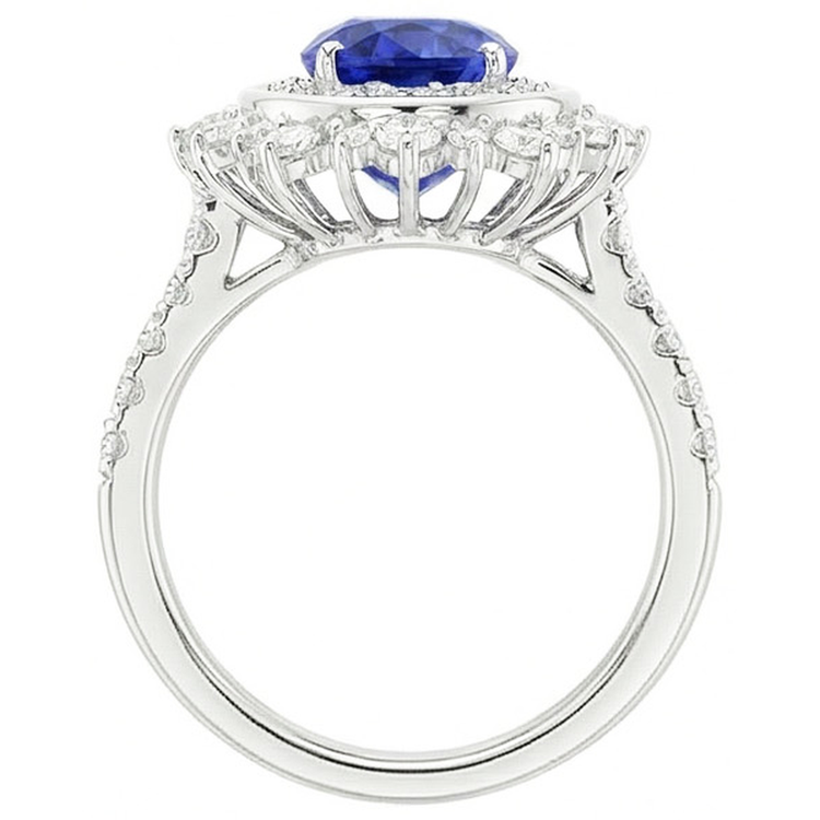 naturel oval saphir 4carats bague sur blanc