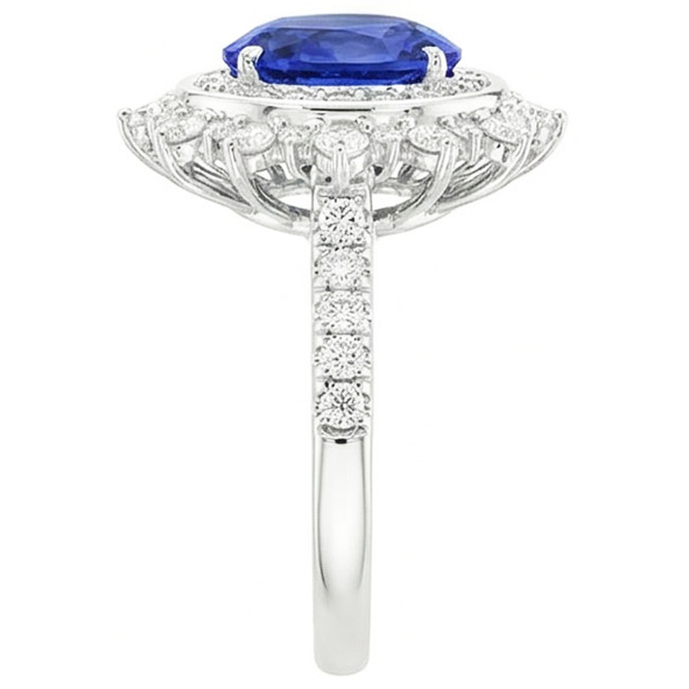 naturel oval saphir 4carats bague vue de profil