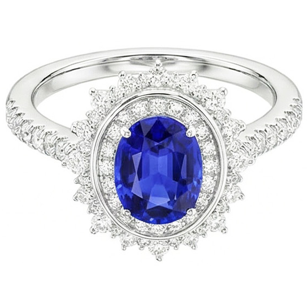 naturel oval saphir 4carats bague angle de côté