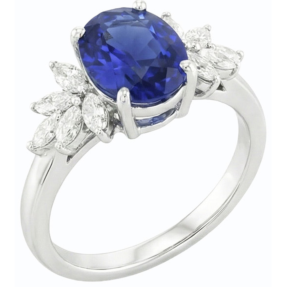 naturel marquise diamant 3.50carats bague angle de côté