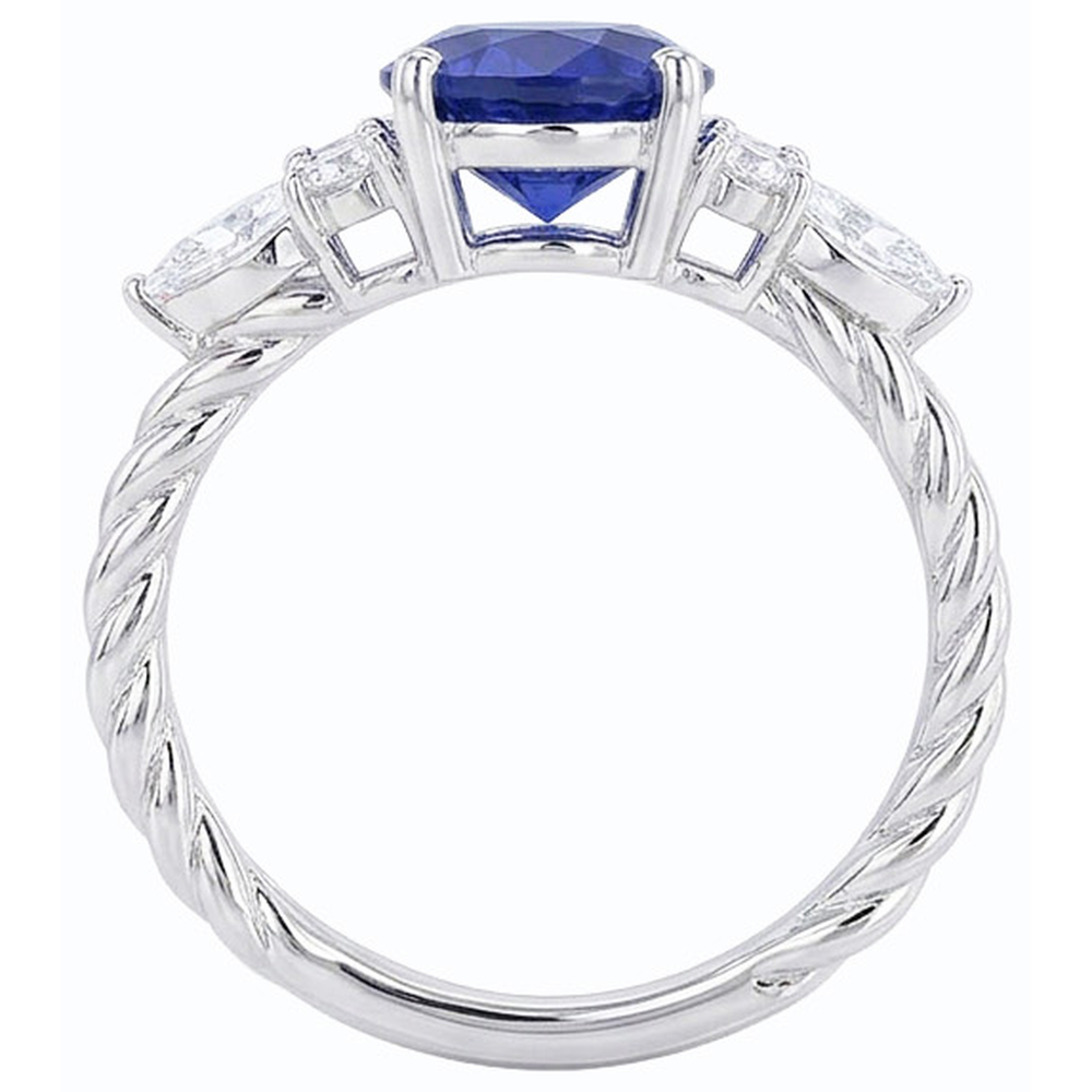 naturel round saphir 4carats bague angle de côté
