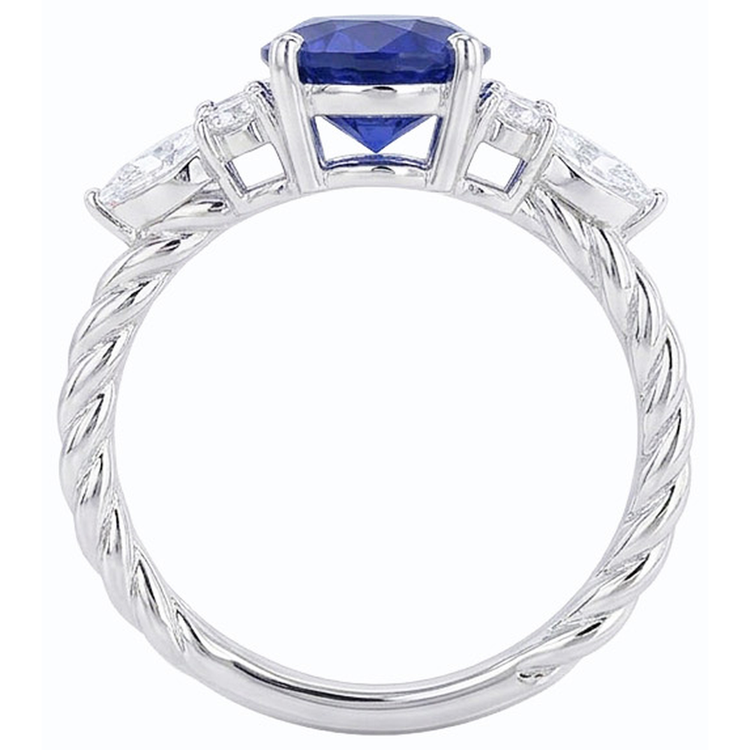 naturel round saphir 4carats bague angle de côté