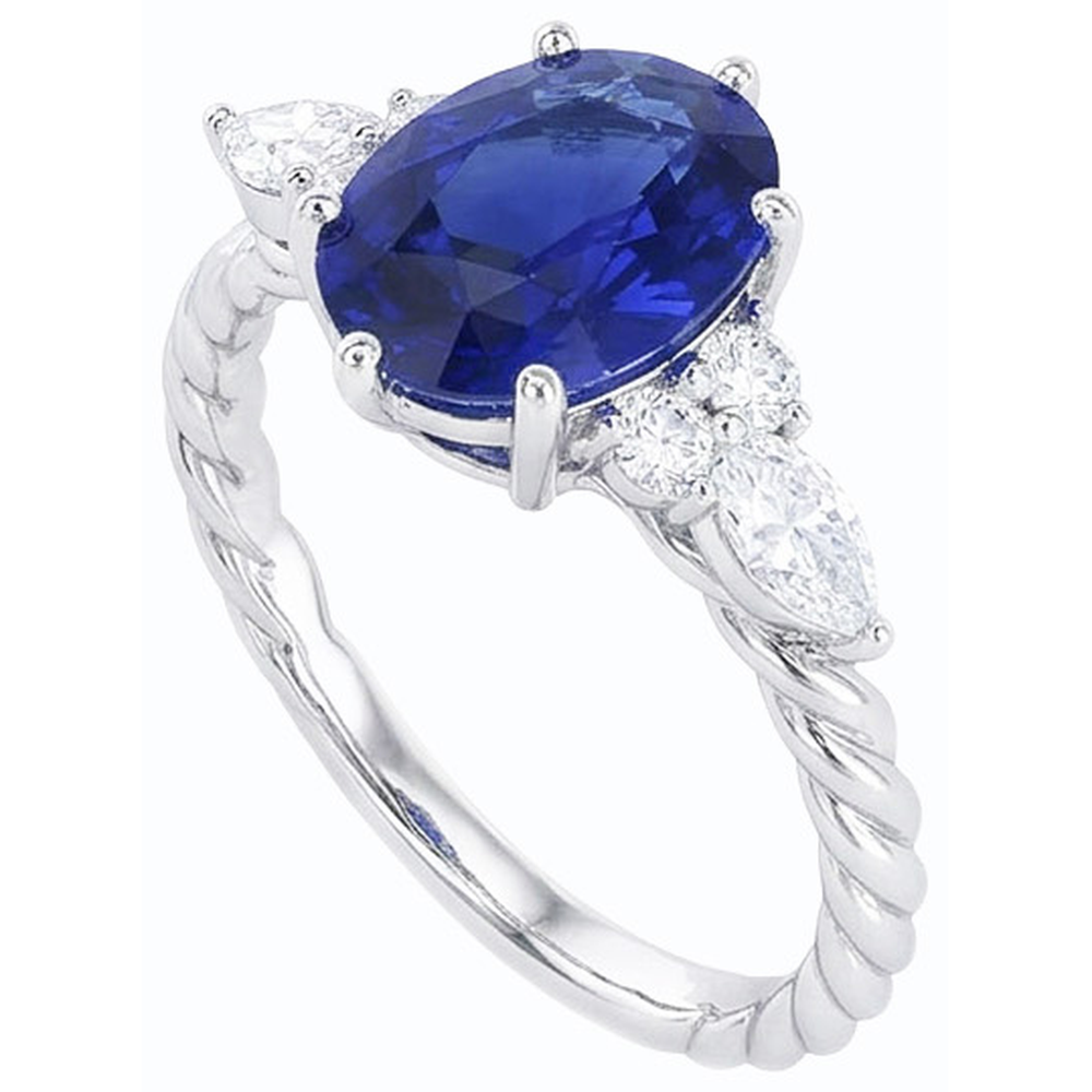 naturel round saphir 4carats bague vue de profil