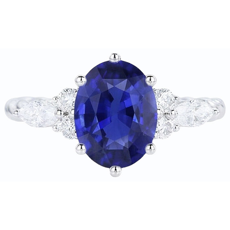 naturel round saphir 4carats bague sur blanc