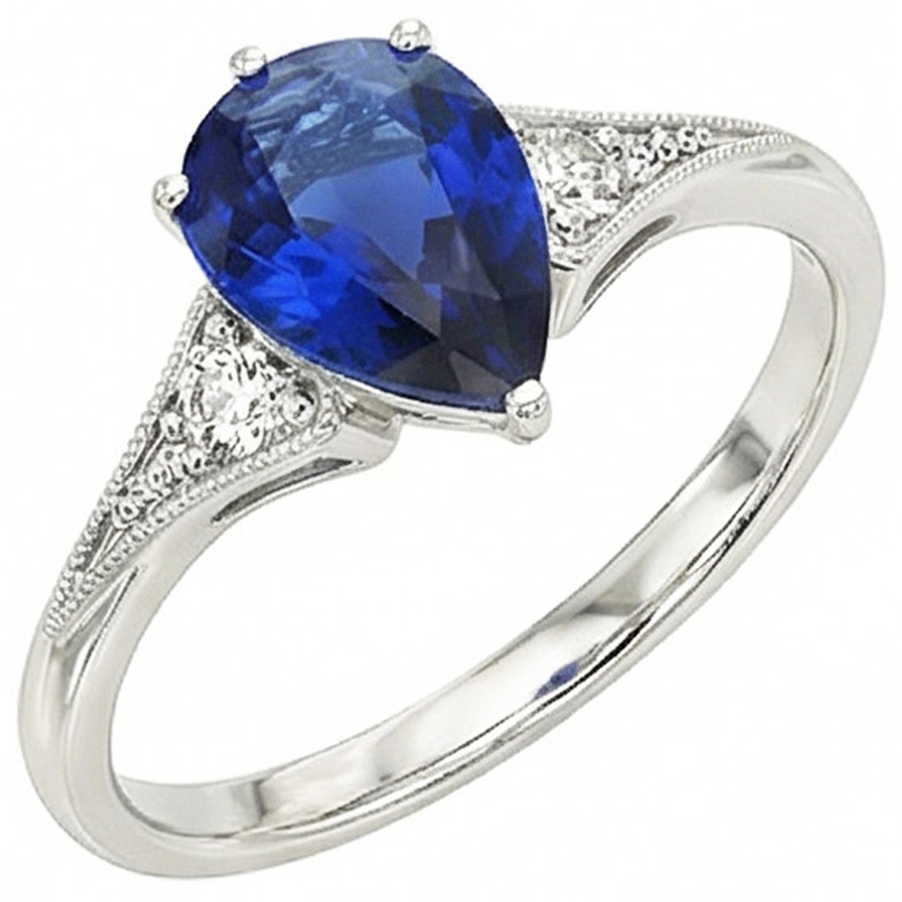 naturel pear diamant 3.25carats bague vue de face