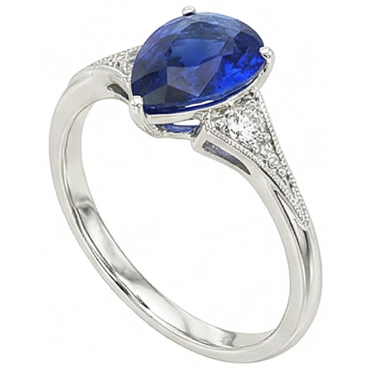 naturel pear diamant 3.25carats bague détail rapproché