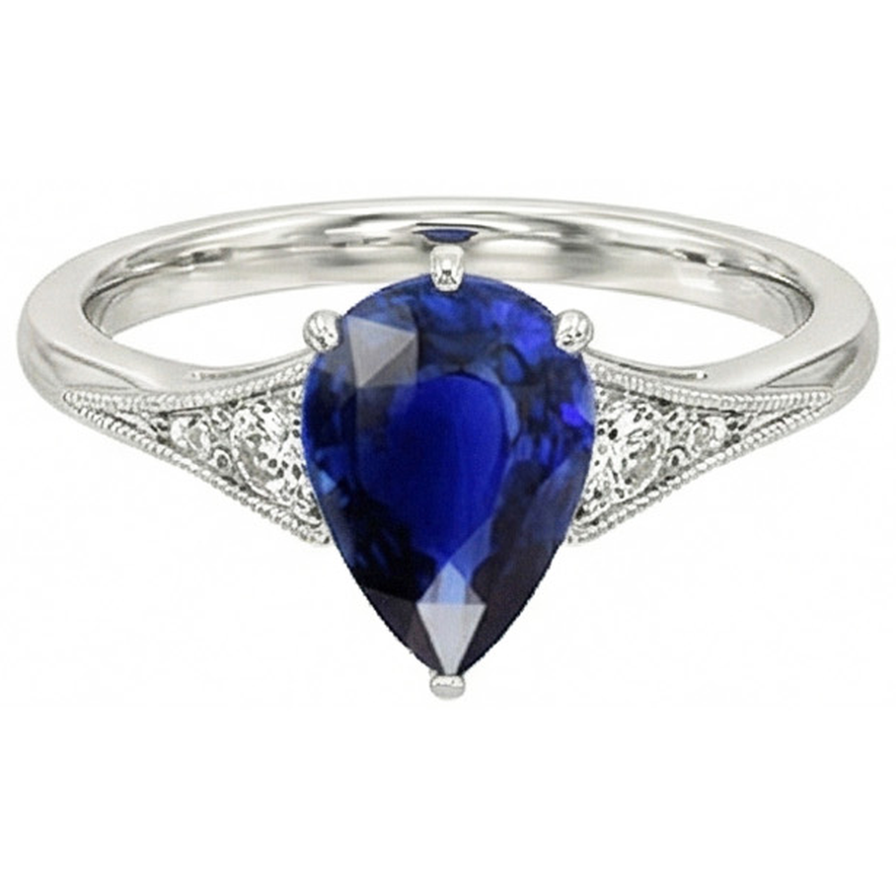 naturel pear diamant 3.25carats bague vue de dessus