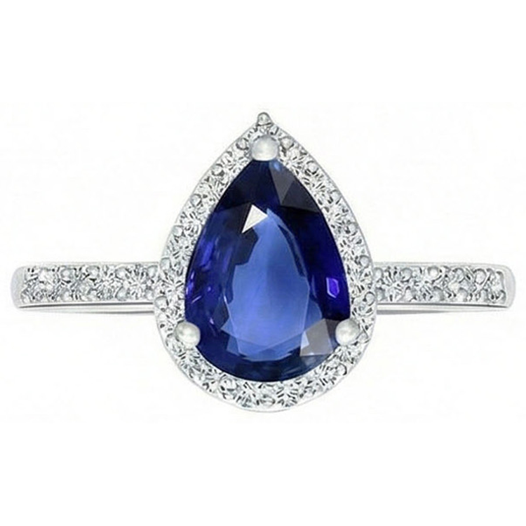 naturel pear diamant 3.25carats bague détail rapproché
