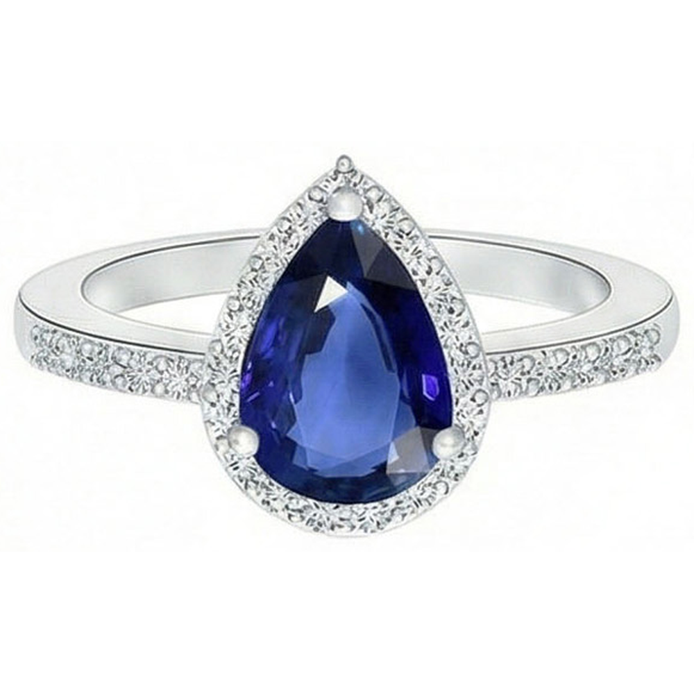 naturel pear diamant 3.25carats bague vue de profil