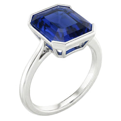 Bague Saphir Bleu Royal Avec Bande Mince