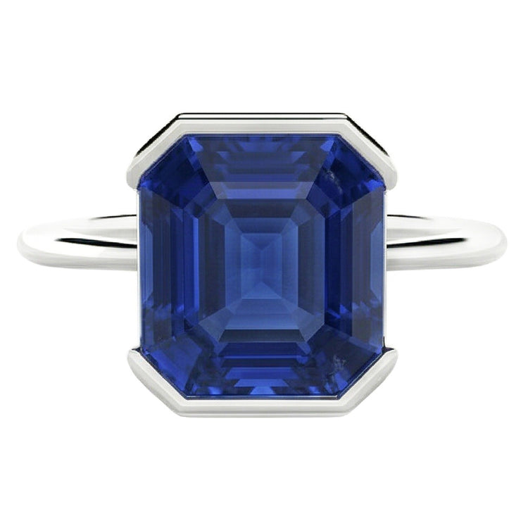 Bague Saphir Bleu Royal Avec Bande Mince