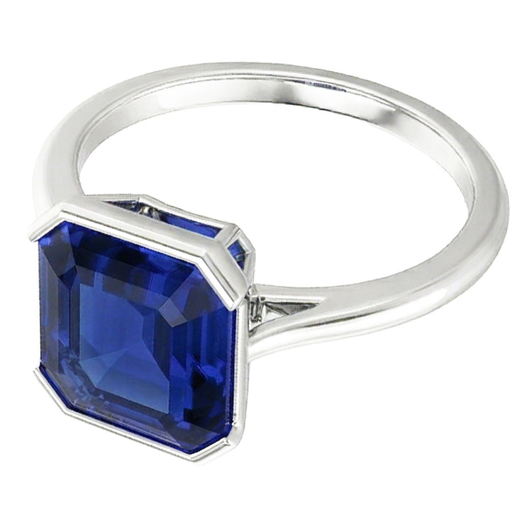 Bague Saphir Bleu Royal Avec Bande Mince