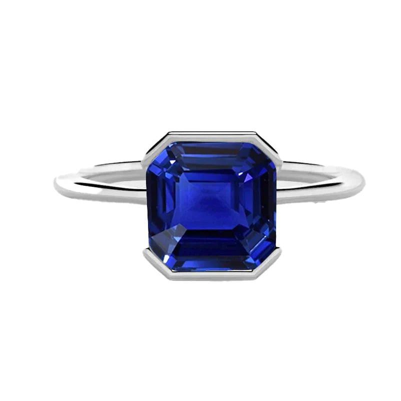 Bague Saphir Bleu Royal Avec Bande Mince