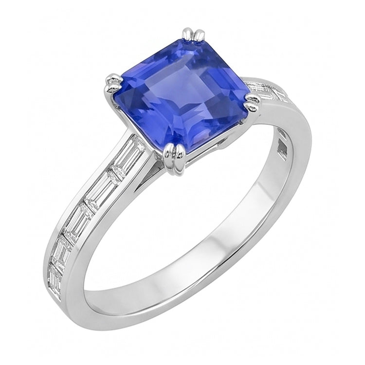 Bague Saphir Bleu Royal Vivid Et Diamants