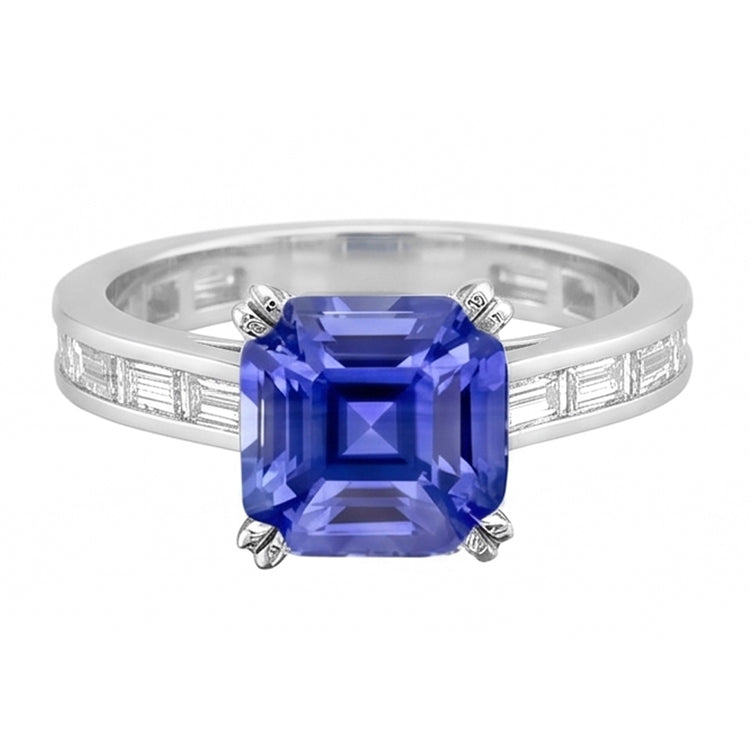 Bague Saphir Bleu Royal Vivid Et Diamants