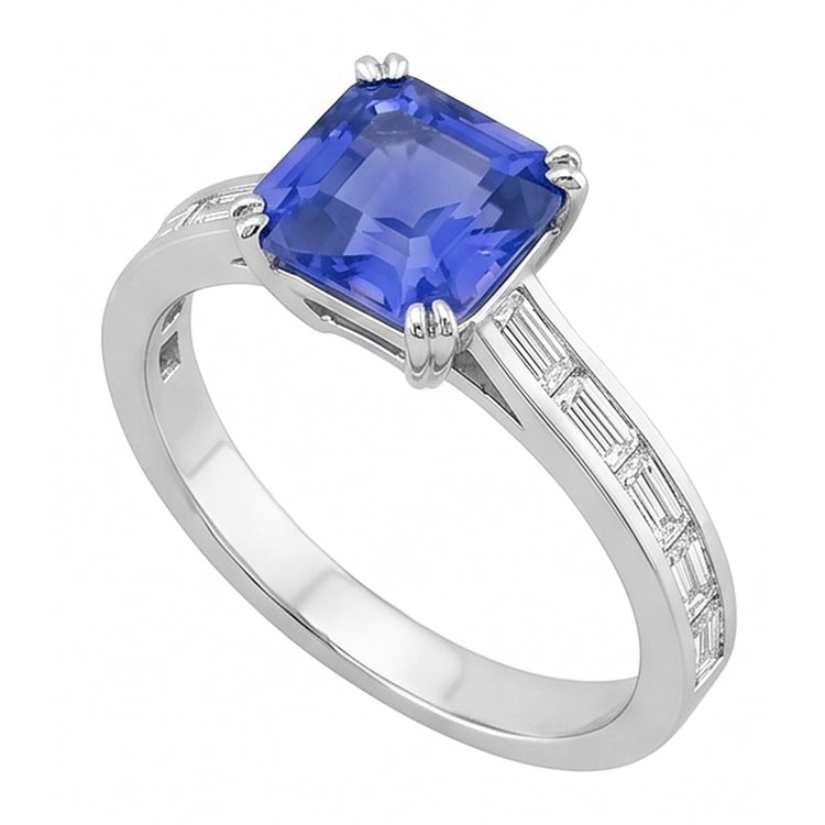 Bague Saphir Bleu Royal Vivid Et Diamants