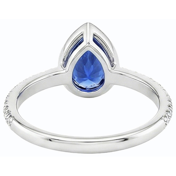 Bague Saphir Bleu Serti Clos & Diamants 3.50 Carats