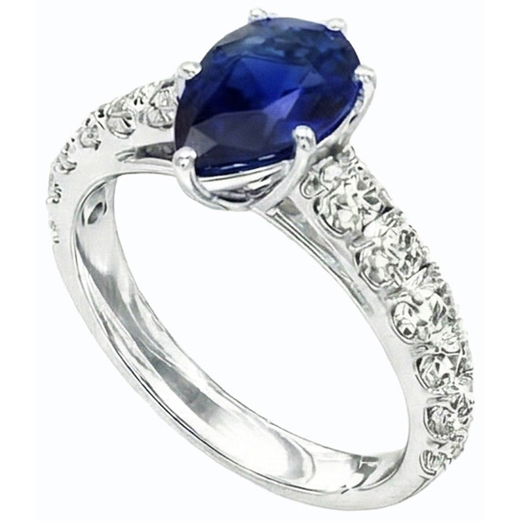 naturel pear diamant 3.50carats bague angle de côté