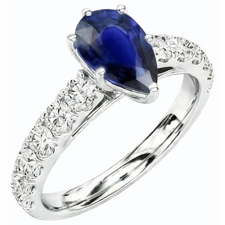 naturel pear diamant 3.50carats bague détail rapproché