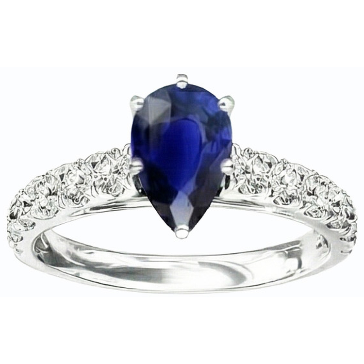 naturel pear diamant 3.50carats bague vue de profil