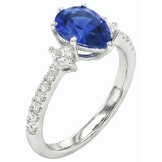 naturel pear diamant 3carats bague angle de côté