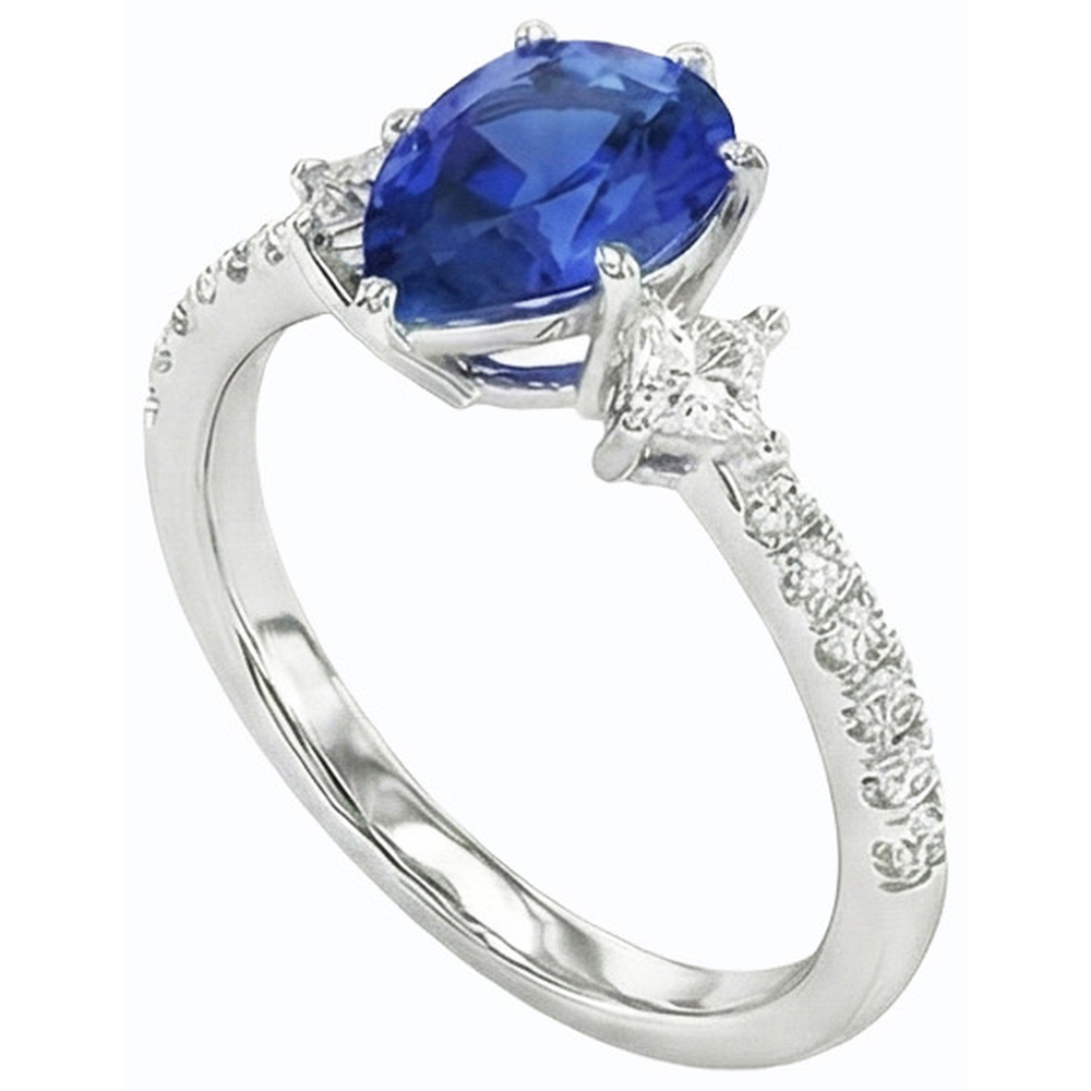naturel pear diamant 3carats bague détail rapproché