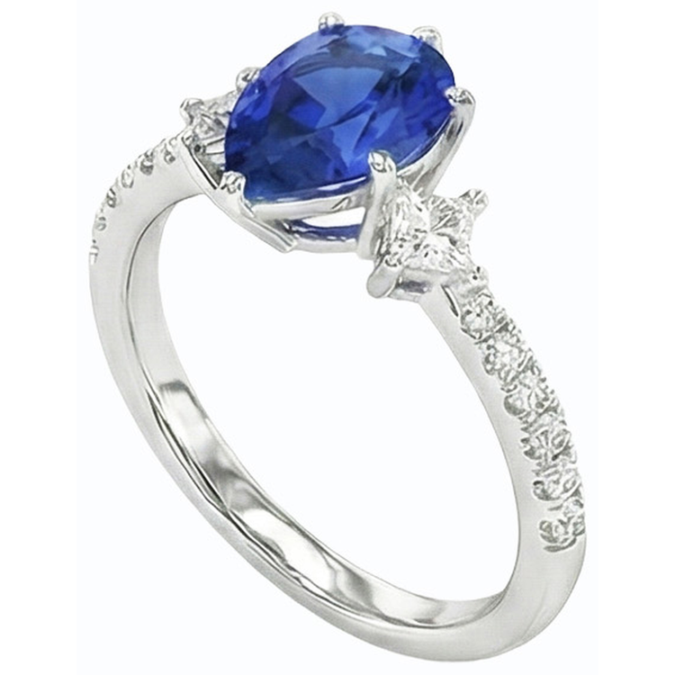 naturel pear diamant 3carats bague détail rapproché