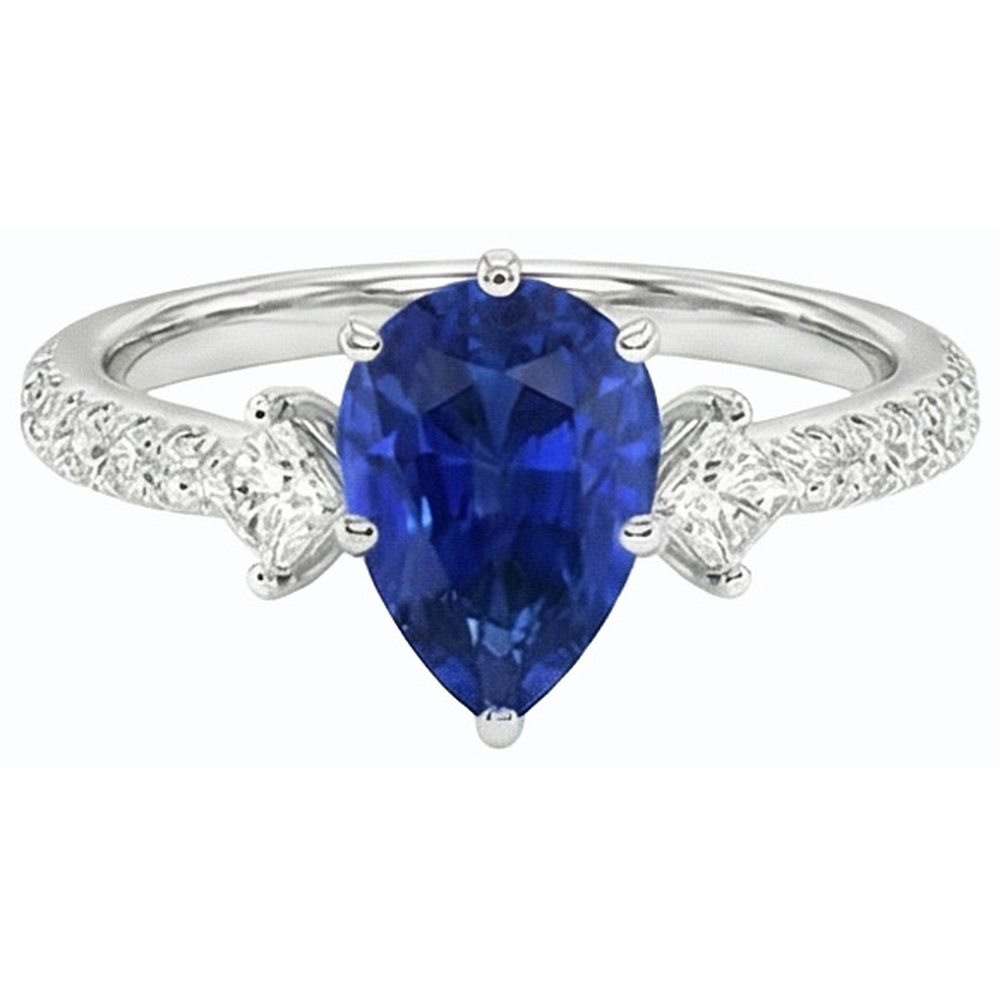 naturel pear diamant 3carats bague vue de profil
