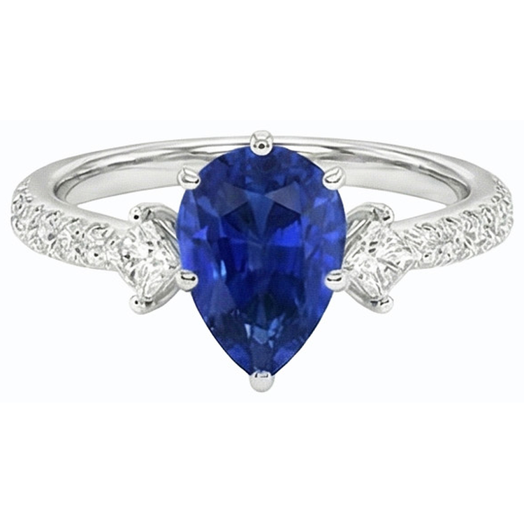 naturel pear diamant 3carats bague vue de profil