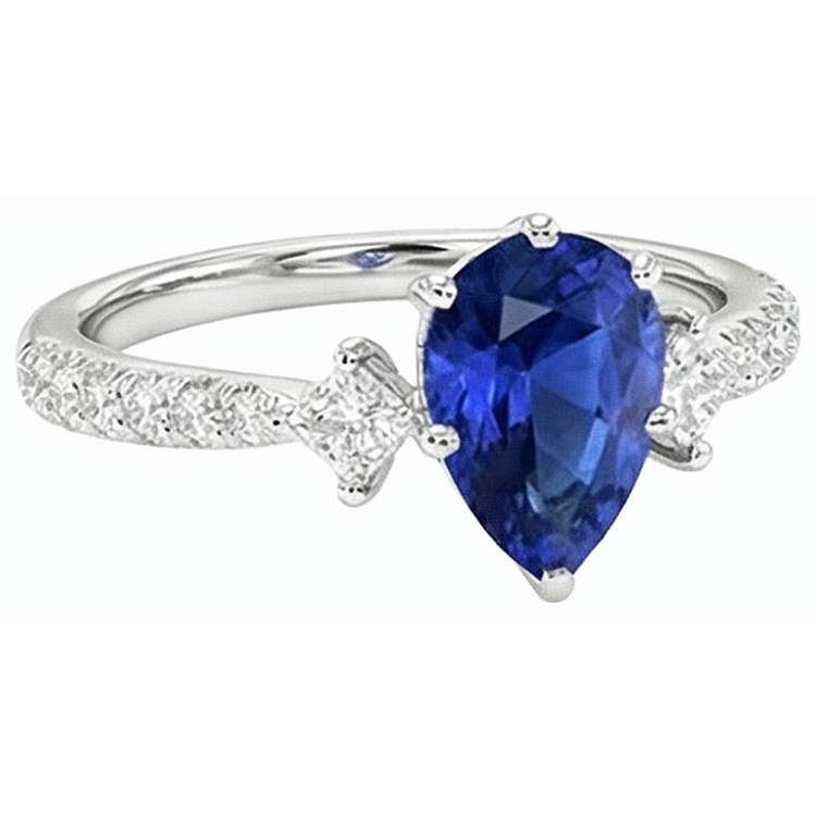 naturel pear diamant 3carats bague sur blanc