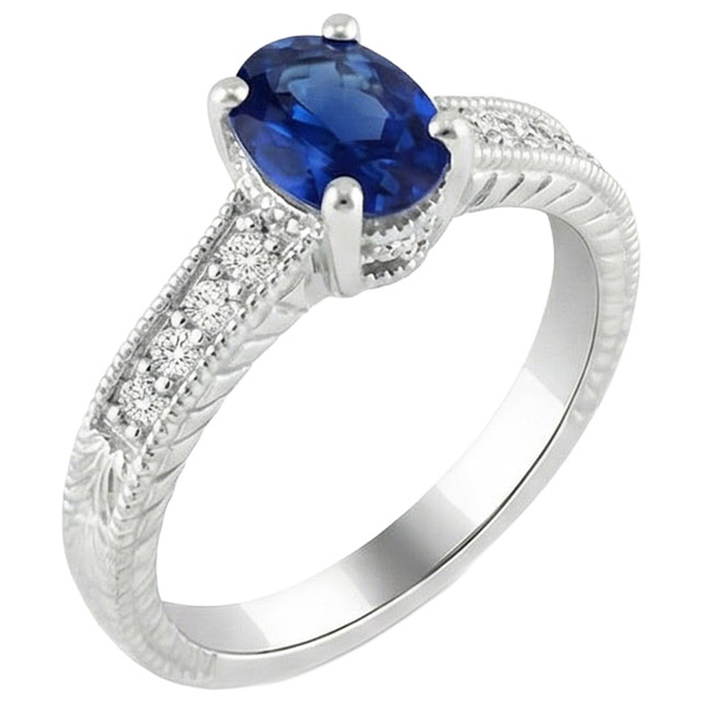 naturel oval diamant 1.85carats bague vue de face