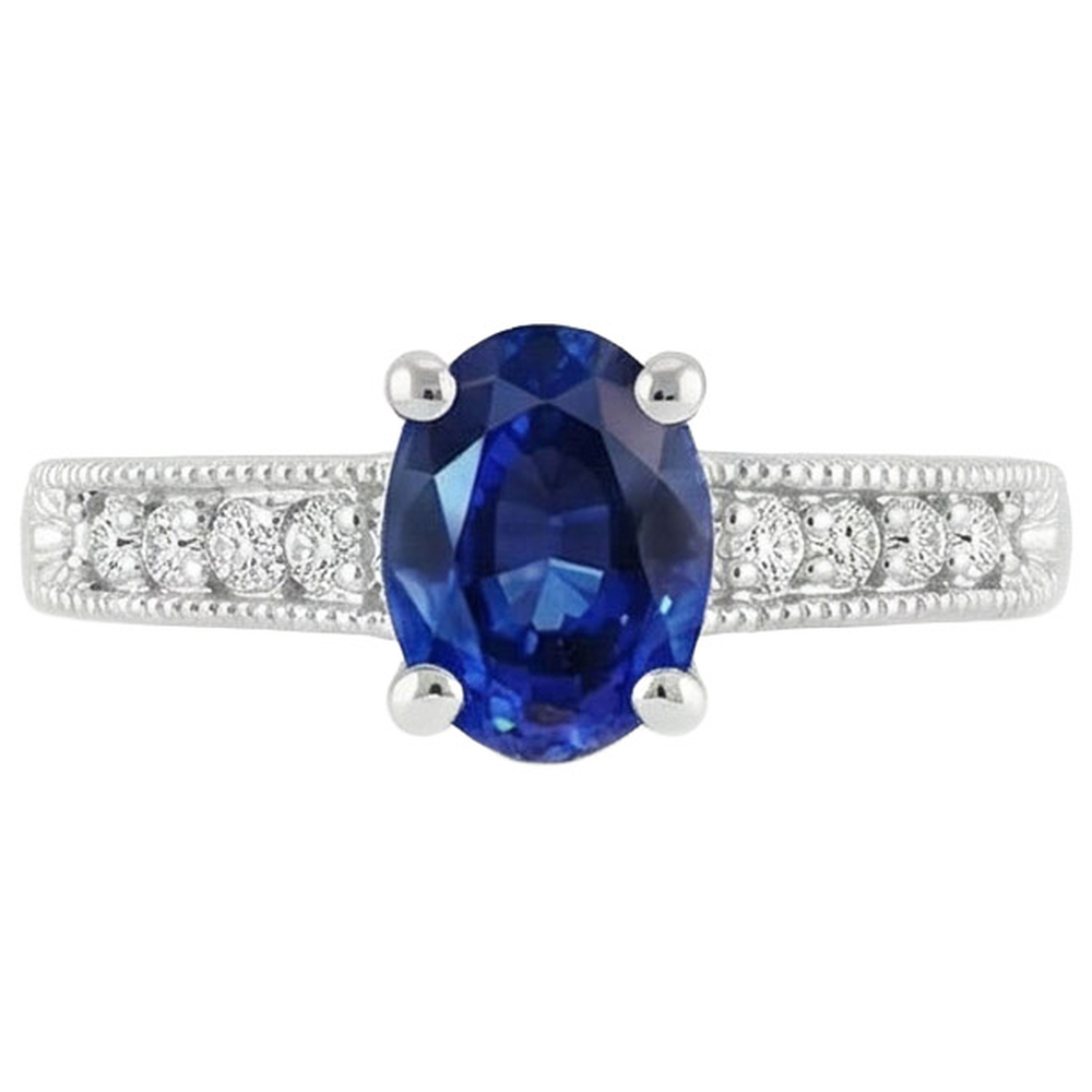 naturel oval diamant 1.85carats bague angle de côté